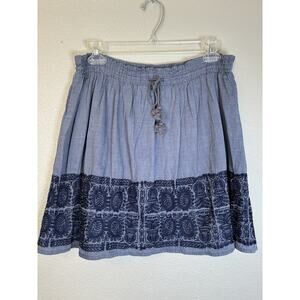 J.Crew Womans S‎ Zafrina Embroidered Skirt Drawstring Tassels Cotton
